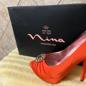 Satin Deep Orange Shoes